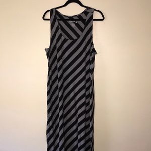 Black and Gray Striped Maxi Dress